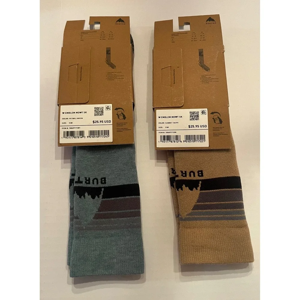 BURTON 2 Pair Woman's Emblem Midweight Socks Size‎ S/M 4-6.5